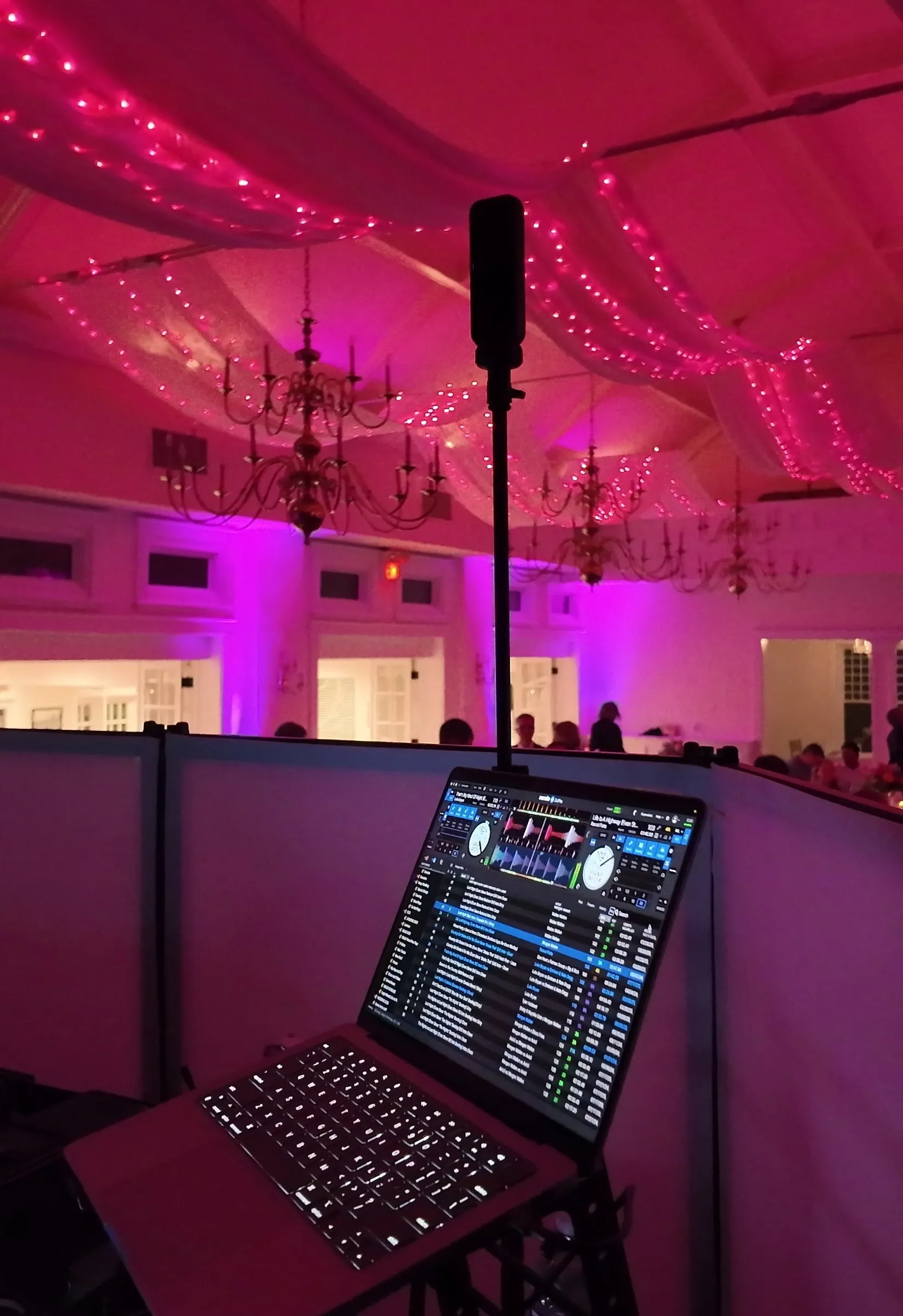 DJ booth set up for a reception