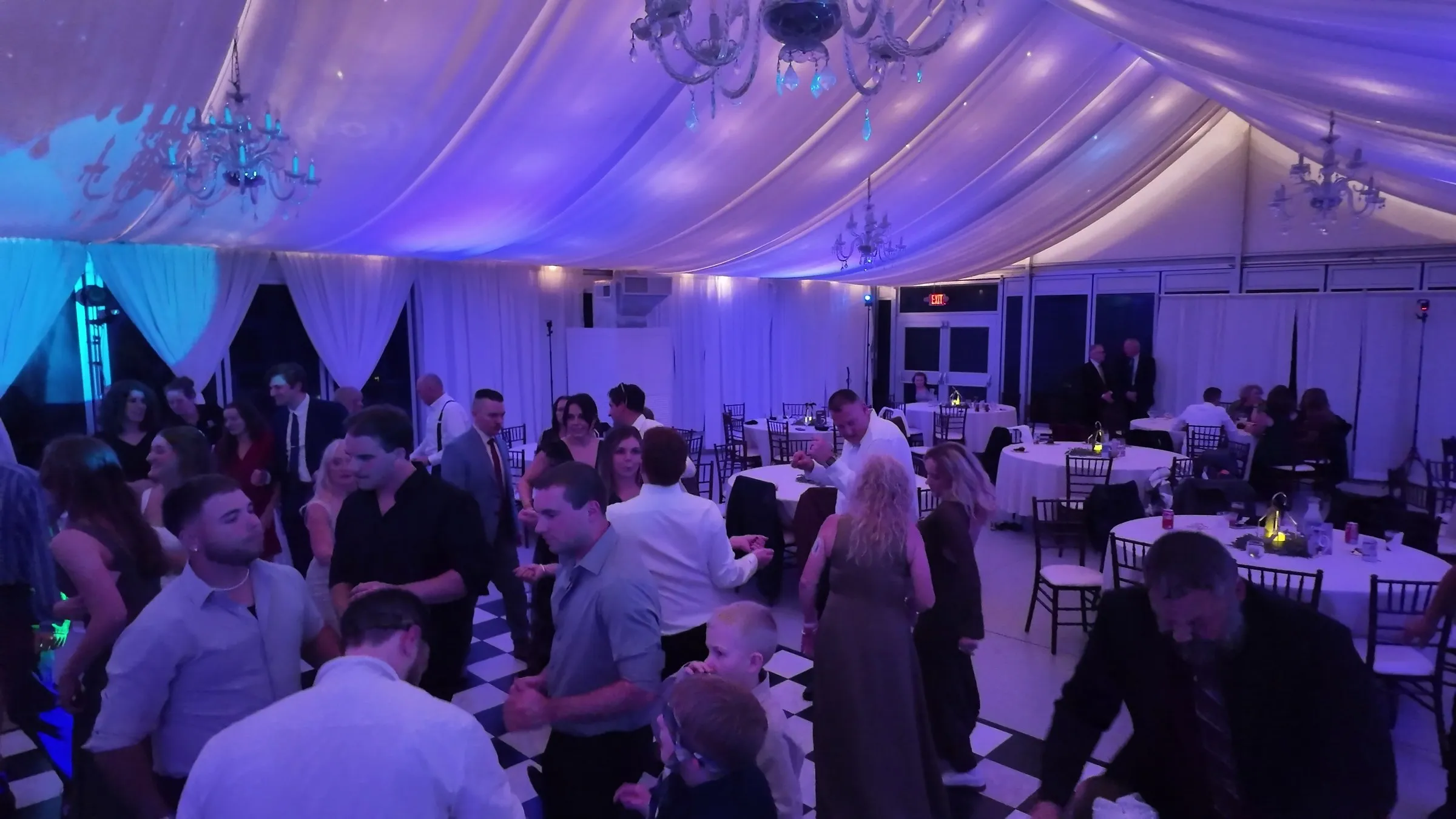 Reception dance floor under the lights